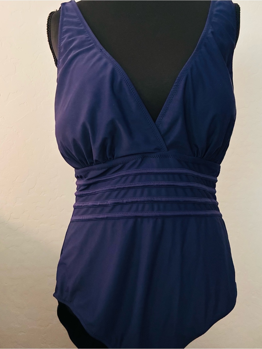 SummerMae Women’s Maternity Navy Blue V-Neck Swim One-Piece